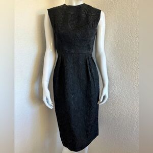 60s Pencil Dress Black Jacquard Midi Dress Size Small Mrs. Maisel Madmen